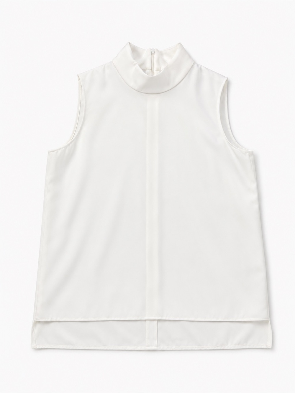 Zara White Sleeveless Mock-Neck Shell